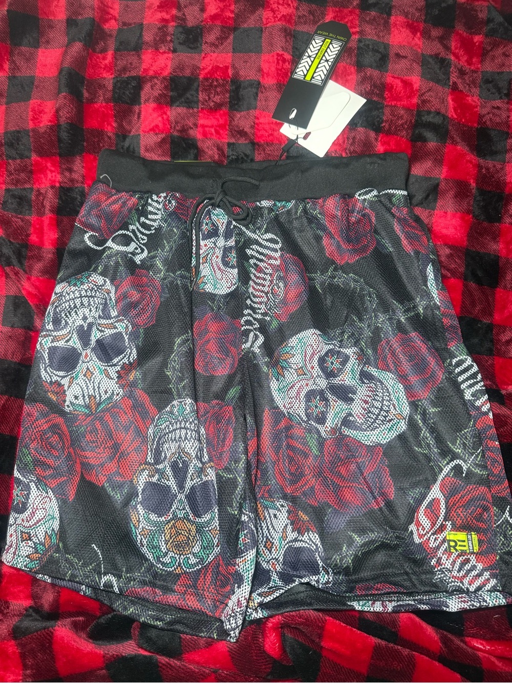 Riot Empire Red and Black Skull Jersey Shorts Size M NWT